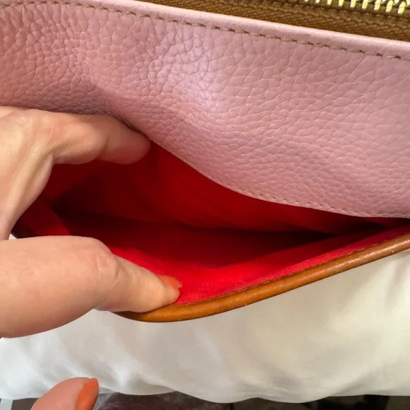 Dooney & Bourke Pink Leather Bag with Brown Trim - Picture 6 of 8